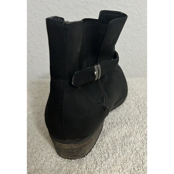 Diba Womens 6 1/2 Black Slip On 1" Heels and Ankle Boots with Buckle for looks - Picture 7 of 12